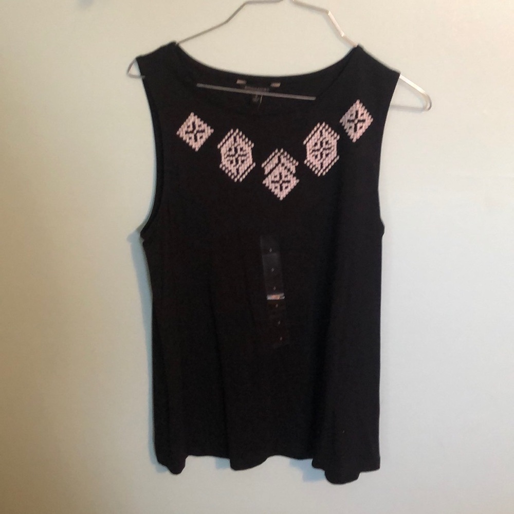 Banana republic black tank embroidered small NWT